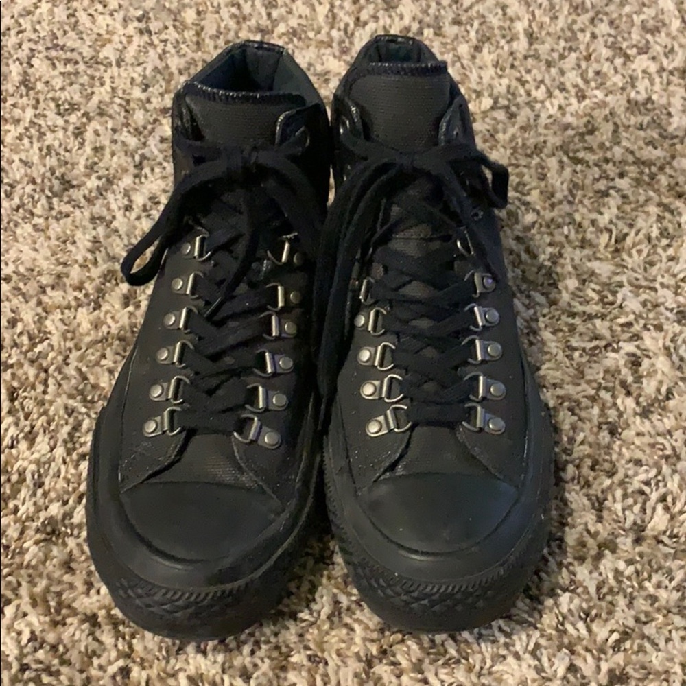 High top Converse, combat boot-like